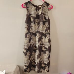 Banana Republic Brown Metallic Wool Blend Bodycon Office Formal Dress Size 4